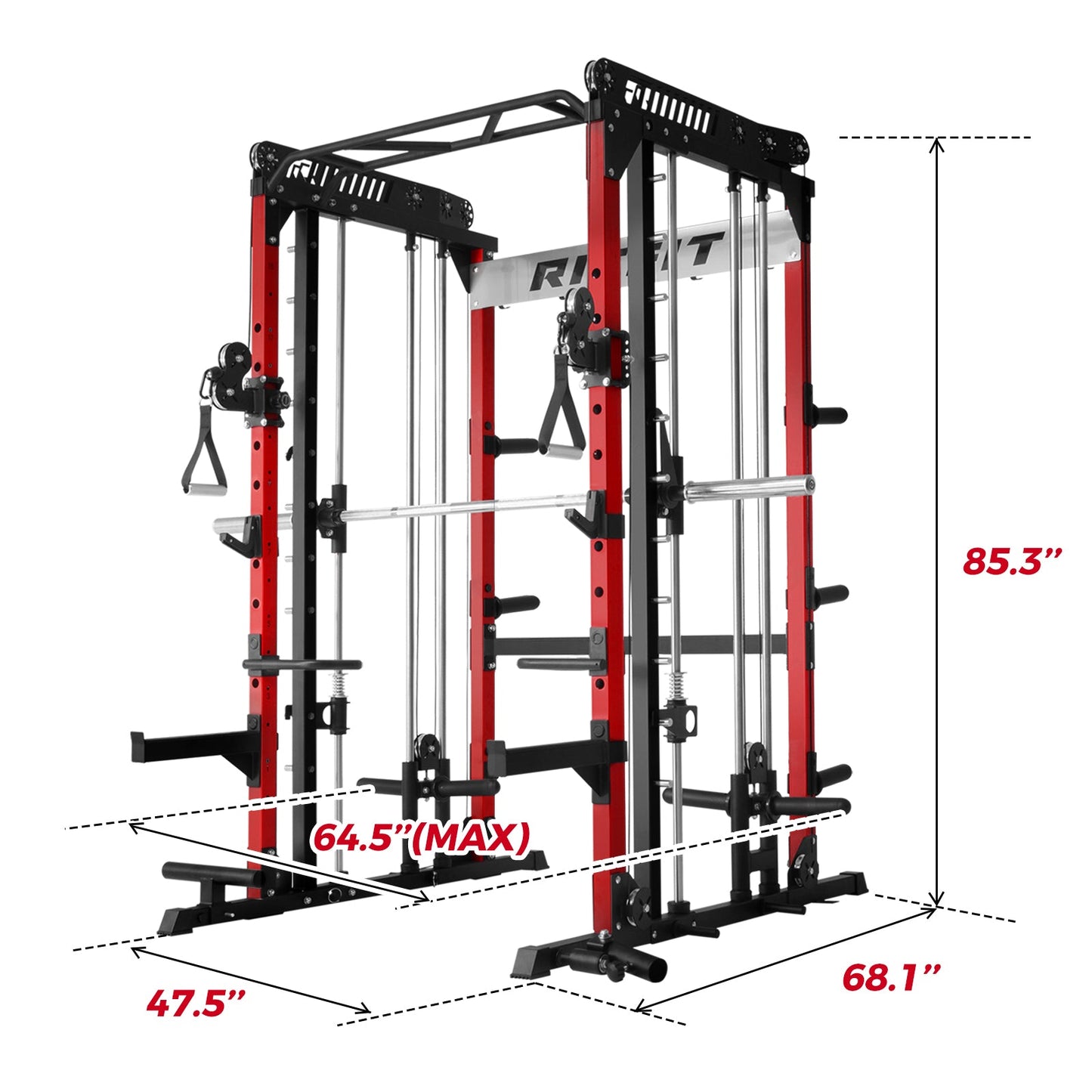 RitFit M1 PRO Multi-Functional Smith Machine with Cable Crossover System and Squat Rack for Home Gym