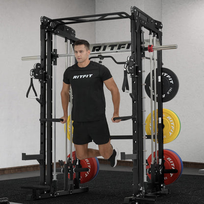 RitFit M1 PRO Multi-Functional Smith Machine with Cable Crossover System and Squat Rack for Home Gym