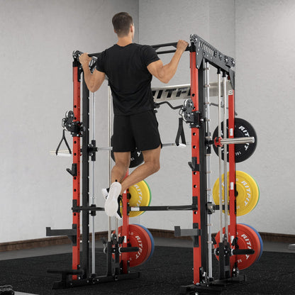 RitFit M1 PRO Multi-Functional Smith Machine with Cable Crossover System and Squat Rack for Home Gym